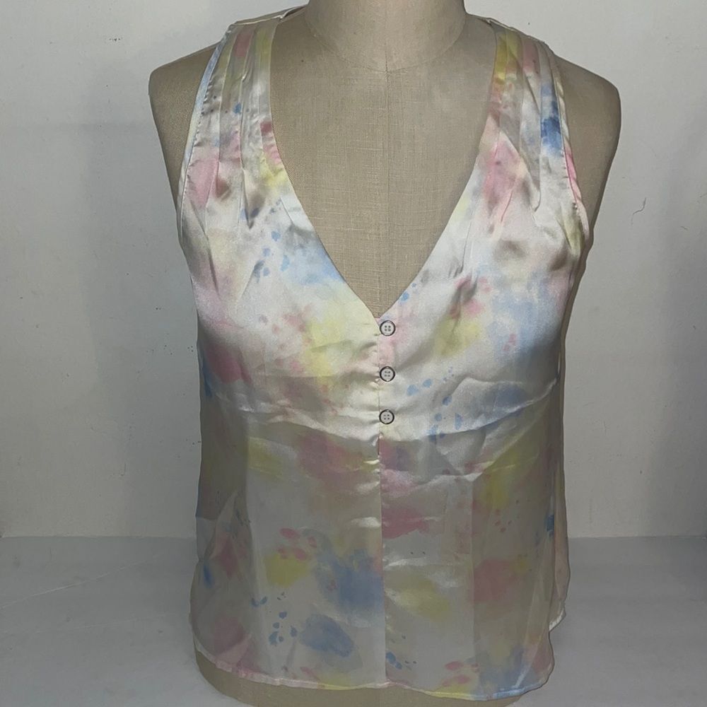 Forever 21 Rainbow Watercolor satin feel top